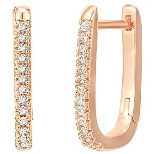 PAVOI 14K Gold Plated 925 Sterling Silver Cubic Zirconia U-Shaped Huggie Earrings in Rose Gold, White Gold and Yellow Gold