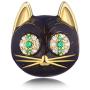 FOREVER QUEEN Black Cat Charm in 925 Sterling Silver with Black Enamel& 5A Zircon for Pandora Bracelet Necklace, Animal Head Bead Charm- Your Lucky Cat Women Men Girls Boys Gifts