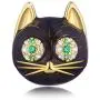 FOREVER QUEEN Black Cat Charm in 925 Sterling Silver with Black Enamel& 5A Zircon for Pandora Bracelet Necklace, Animal Head Bead Charm- Your Lucky Cat Women Men Girls Boys Gifts
