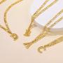 GOLDCHIC JEWELRY Initial Figaro Necklace, Personalized Men/Women A-Z Monogram Letter Choker Necklaces 18K Gold Plated with Figaro Chain 16''+2'' Adjustable -Gift Box Included