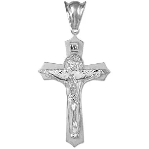 Religious Jewelry by FDJ 925 Sterling Silver Jesus Christ The Redeemer Cross INRI Crucifix Necklace Pendant Religious Jewelry by FDJ 925 Sterling Silver Jesus Christ The Redeemer Cross INRI Crucifix Necklace Pendant