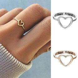 Aineecy Infinity Love Heart Rings Set for Friendship Geometric Hollow Peach Heart Engraved Letter Index Finger Rings for Women Girls Graduation Gift 2Pcs/Set