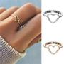 Aineecy Infinity Love Heart Rings Set for Friendship Geometric Hollow Peach Heart Engraved Letter Index Finger Rings for Women Girls Graduation Gift 2Pcs/Set
