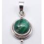 SilverStarJewel Sterling Silver Green Malachite Pendant 2.5 cm 2.8 Grams Wedding Jewelry