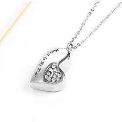 Suxerlry Stainless Steel Cubic Zirconia Heart Pendant Urn Necklace Ashes Memorial Keepsake Jewelry