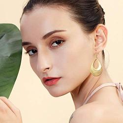 HUIMEI Fishhook Teardrop Earrings with Brushed Finished Dangle Earrings (gold5)