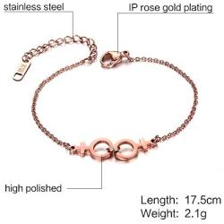VNOX IP Rose Gold Plated Stainless Steel Female Symbol Gay and Lesbian Pride Bracelet