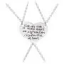 Meiligo Retro 3 Pcs Best Friends Forever Gift Side by Side Or Miles Apart Letter Puzzle Dog Tag Necklace Heart Matching Engraved Letter Jewelry