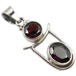 SilverStarJewel 7 x 7, 7 x 9 mm Garnet Pendant 1.4'' 925 Fine Silver New Jewelry