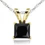 Dazzlingrock Collection 14K Gold Princess Cut Black Diamond Ladies Solitaire Pendant
