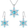 EVER FAITH Womens Jewelry Sets 925 Sterling Silver Cubic Zirconia Snowflake Winter Party Necklace Earrings Set