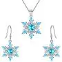 EVER FAITH Womens Jewelry Sets 925 Sterling Silver Cubic Zirconia Snowflake Winter Party Necklace Earrings Set