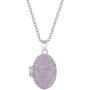 In Season Jewelry 925 Sterling Silver Cubic Zirconia Pink Locket for Girls Oval Photo Necklace 16''