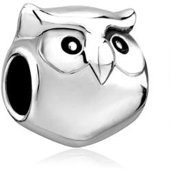 CharmsStory Sterling Silver Owl Lucky Animal Charms Cute Face Owl Beads Charms For Bracelets