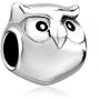 CharmsStory Sterling Silver Owl Lucky Animal Charms Cute Face Owl Beads Charms For Bracelets