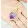 KISSPAT Unpolished Raw Amethyst Stone Pendant Necklace with 26 Long Chain KISSPAT Unpolished Raw Amethyst Stone Pendant Necklace with 26 Long Chain
