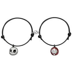 KUIYAI Jack and Sally Bracelet Set 2PCS Adjustable Magnetic Mutual Attraction Couple Bracelet