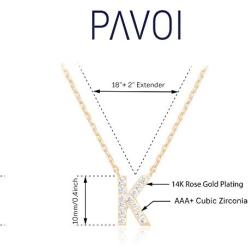 PAVOI 14K Yellow Gold Plated Cubic Zirconia Initial Necklace | Letter Necklaces for Women
