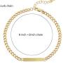 YUESUO Dainty Gold Bar Bracelet for Women Simple Delicate Curb Chain Handmade Minimalist Jewelry