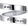 Flzaitian Stainless Steel Open Wrap Ring Inspirational Jewelry Encouragement Gift Adjustable Graduation Cocktail Party Ring