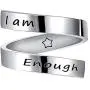 Flzaitian Stainless Steel Open Wrap Ring Inspirational Jewelry Encouragement Gift Adjustable Graduation Cocktail Party Ring