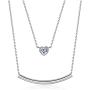 Sterling Silver Cute Heart Pendant Necklace Created Gemstone Diamond Simulant Love Romantic Jewelry Women Girls Birthday Christmas Gifts