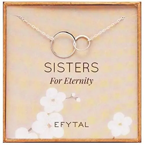EFYTAL Sister Gifts from Sister, 925 Sterling Silver Double Circle Necklace, Birthday Jewelry Gift Necklaces for Sisters For Eternity EFYTAL Sister Gifts from Sister, 925 Sterling Silver Double Circle Necklace, Birthday Jewelry Gift Necklaces for Sisters For Eternity