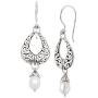Silpada Enchanted Isle 6.5-7 mm Freshwater Cultured Pearl Open Teardrop Filigree Drop Earrings in Sterling Silver