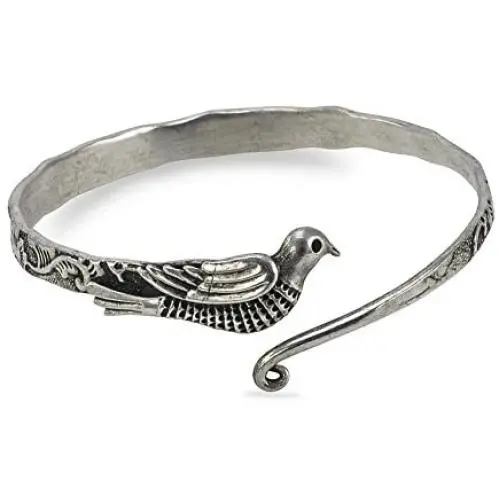 Culture Cross Thin Handmade Silver Bird Bangle Bracelet | Silver Rustic Bohemian VintagebHill Tribe Ethnic Tribal Jewelry for Women or Men Culture Cross Thin Handmade Silver Bird Bangle Bracelet | Silver Rustic Bohemian VintagebHill Tribe Ethnic Tribal Jewelry for Women or Men