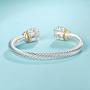 UNY Designer Inspired Jewelry Double CZ Cable Wire Antique Bangle Elegant Beautiful