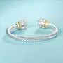 UNY Designer Inspired Jewelry Double CZ Cable Wire Antique Bangle Elegant Beautiful UNY Designer Inspired Jewelry Double CZ Cable Wire Antique Bangle Elegant Beautiful