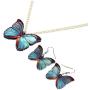 WEVENI Acrylic Monarch Butterfly Necklace and Earrings Morpho Butterfly Jewelry Sets Insect Dangle Drop Pendant for Women Girls Ladies