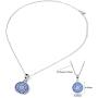 iRealy 925 Sterling Silver Pendant Necklace and Stud Earrings Jewelry Set, Fashion Round Boho Ear Studs Cubic Zirconia for Women/Girl/Bride/Mom/Wife