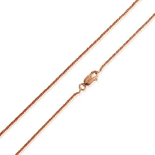 Sterling Silver 2mm Sparkle Rock Chain Necklace for Women, Size 14'' - 36'' Italy