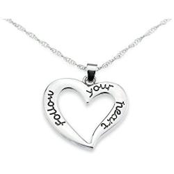 Silver Pendant Love Necklace Follow Your Heart - Jewelry Gift for Girlfriend/Daughter/BFF - Valentines Day Edition
