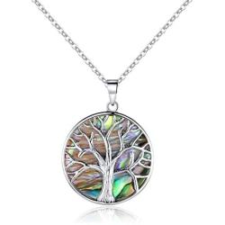 Barzel 18K White Gold Plated Created Abalone Pearl Tree Of Life Necklace (1)