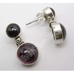 SilverStarJewel 925 Solid Silver Garnet January Birthstone Earrings 0.9'' New Art