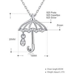 BEAUTY CHARM Womens Sterling Silver Umbrella Pendant Necklace Cubic Zircon Umbrella Necklace