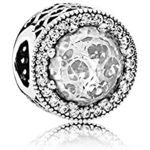 MiniJewelry Birthstone Radiant Hearts Charm for Pandora Bracelets Cubic Zirconia Birthday Birthstone Sterling Silver Charm for Bracelets