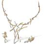VIENNOIS Necklace Earrings Set for Women Two Tone Pendant Choker Jewelry for Evening Party Prom