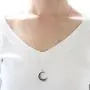 LAONATO Crescent Moon and Black CZ Necklace, 25 inches