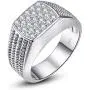 BONLAVIE 10MM Sterling Silver Mens Engagement Ring Twist Rope Round Cubic Zirconia Pave CZ Wedding Ring for Men