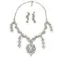Silver Tone Antique Art Deco Style Flapper Gatsby Rhinestone Statement Wedding Bridal Prom Necklace Earring Set