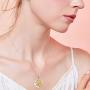 Two Bunny Rabbit in Heart Crescent Moon Pendant Necklace 925 Sterling Silver Cute Animal Rabbit Bunny Jewelry Gifts for Birthday Christmas Easter Mothers Day