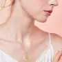 Two Bunny Rabbit in Heart Crescent Moon Pendant Necklace 925 Sterling Silver Cute Animal Rabbit Bunny Jewelry Gifts for Birthday Christmas Easter Mothers Day