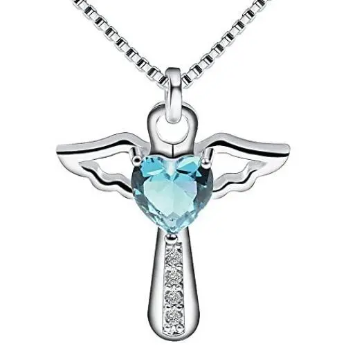 Birthstone Necklaces Cross Necklace for Women Girls Cubic Zirconia Angel Wing Birthstone Heart Charm Pendant Necklace Gifts for Valentine Birthstone Necklaces Cross Necklace for Women Girls Cubic Zirconia Angel Wing Birthstone Heart Charm Pendant Necklace Gifts for Valentine