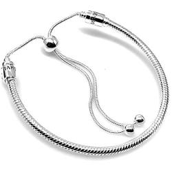 Authentic Bolenvi 925 Sterling Silver Adjustable Size Clip On/Off Bracelet compatible with Pandora Beads Charms