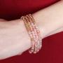 RIAH FASHION Delicate Boho Beaded Multi Layer Versatile Statement Bracelets - Stackable Stretch Strand Cuff Bangles Sparkly Crystal, Natural Stone, Tassel Charm