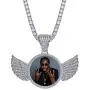 GUCY Personalized Custom Picture/Photo Pendant Necklace Women Men Iced Out Round Wings Heart Necklace Tennis Chain