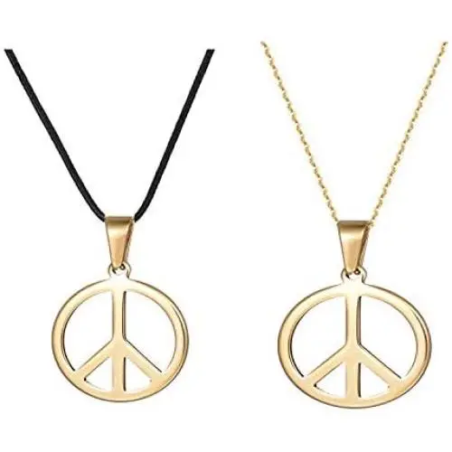 2Pcs Peace Sign Pendant Necklace for Women Men 1960s 1970s Hippie Party Accessories Leather Costume Pendant Necklace 2Pcs Peace Sign Pendant Necklace for Women Men 1960s 1970s Hippie Party Accessories Leather Costume Pendant Necklace